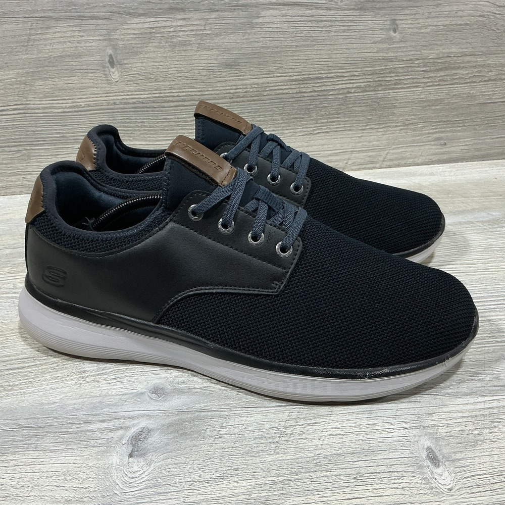 Skechers Relaxed Fit Street Mens Size 12 Slip On Sneakers Black Navy 58817